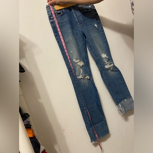 MOTHER Blue Cropped Distressed Jeans - Picture 15 of 16